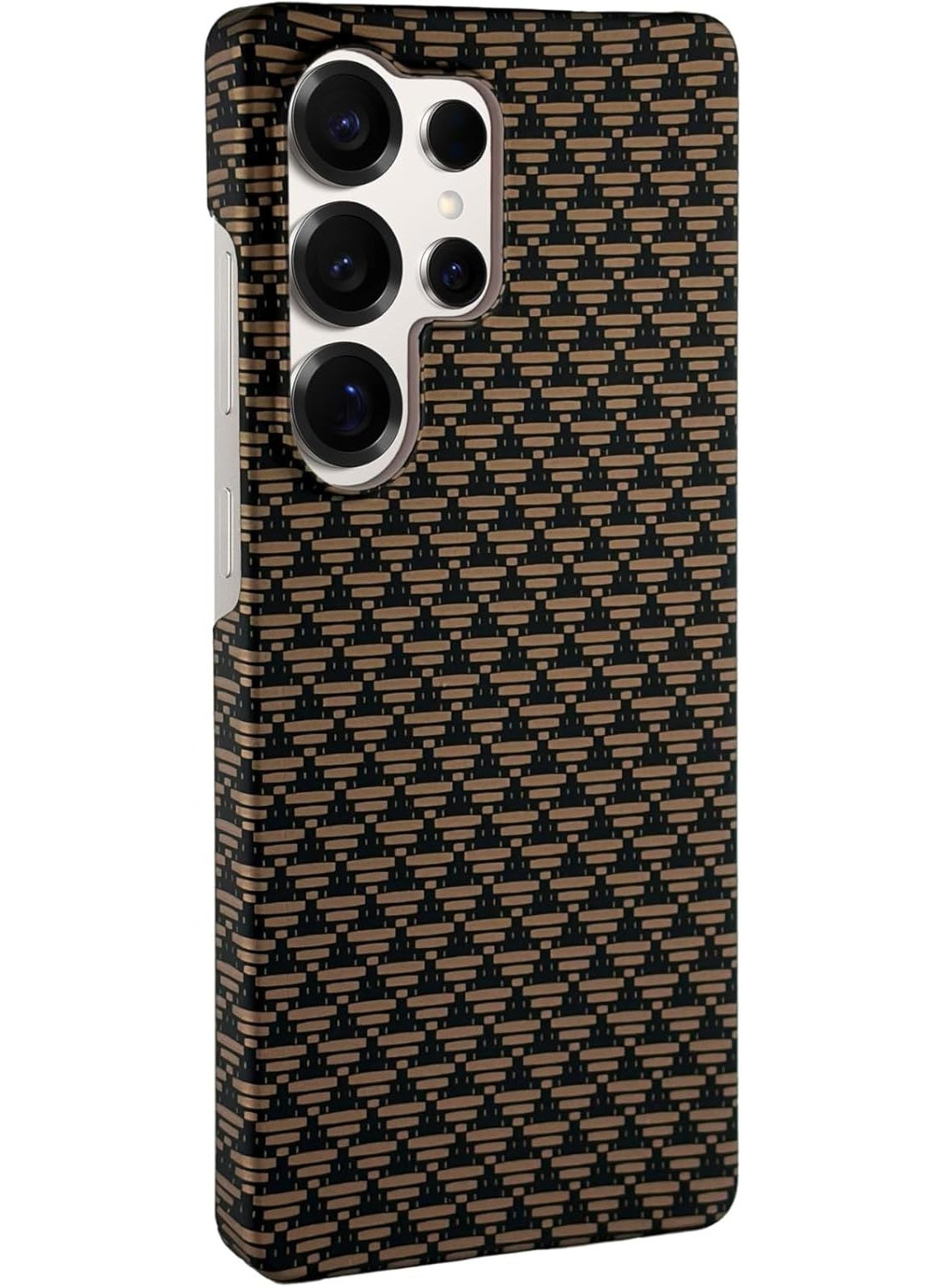Phoni Ultra Slim Magnetic Case for Samsung Galaxy S25 Ultra, MagSafe-Compatible Magnetic Case, Thin Lightweight Design, Carbon Fiber Style, Raised Camera Protection (Champagne Weave – Gold Carbon)